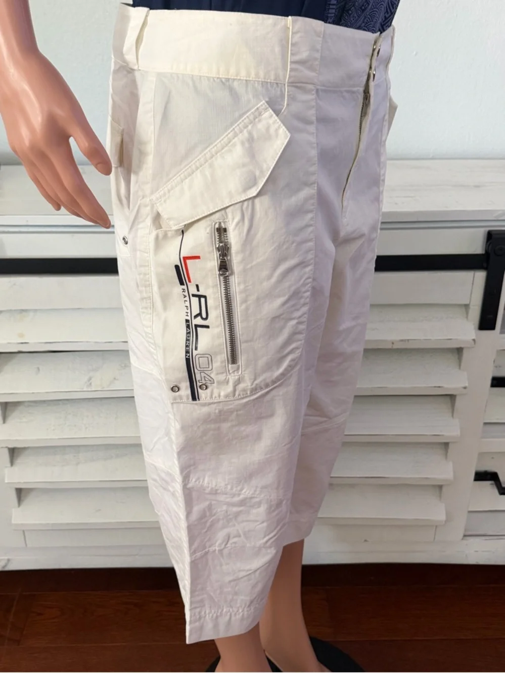 Lauren by Ralph Lauren White Capri Cargo Zip Pocket Utility Bermuda Shorts Sz 12 - Picture 5 of 12